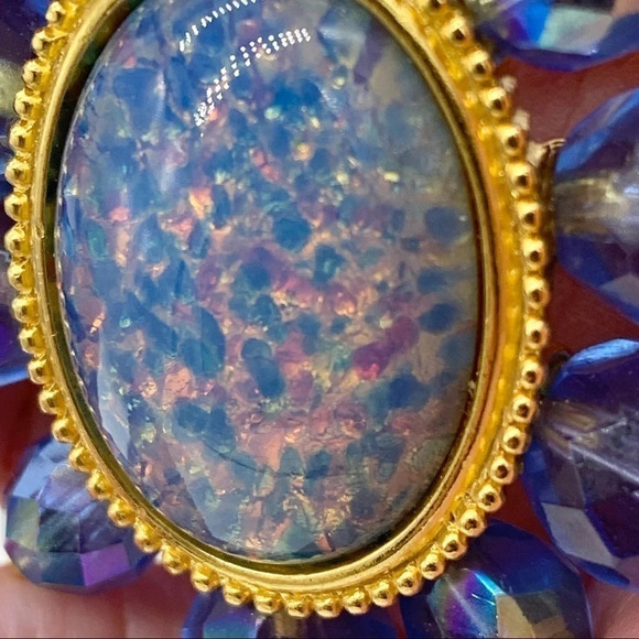 Joan Rivers Blue Dragon Breath Cabachon Brooch - Picture 2 of 3